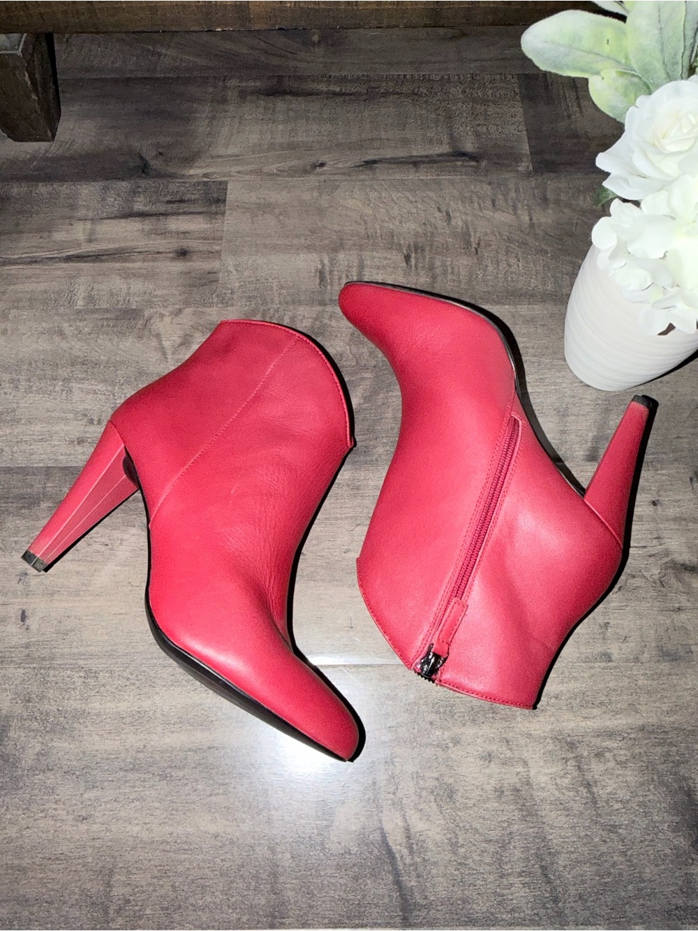 Women's Red High-Heel Ankle Booties